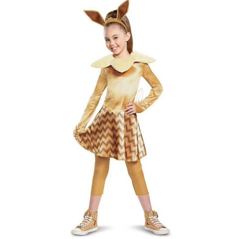 Deluxe Pokemon Eevee Glitter Dress Halloween Costume Girls Small 4-6X